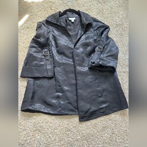 Nwt Charter Club mint julep women's plus size open front deep black jacket OX